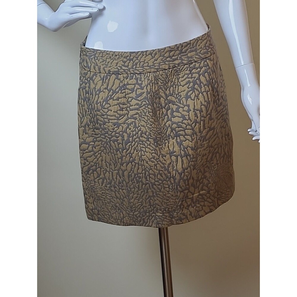 Ann Taylor LOFT Gray Tan Short Mini Skirt Animal Geometric Design Size 4